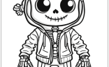 Young Boy Skeleton Coloring Page