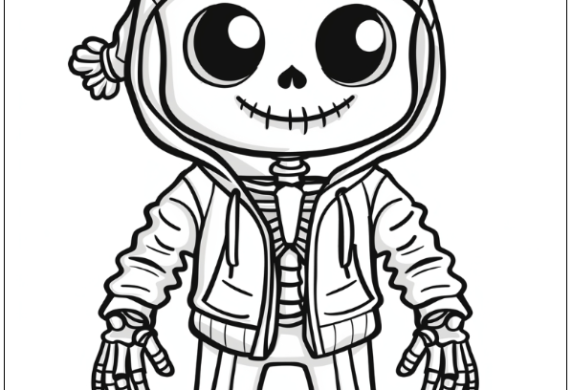 Young Boy Skeleton Coloring Page