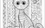 Zentangel Halloween Cat Coloring Page