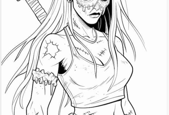 Zombie Ninja Coloring Page