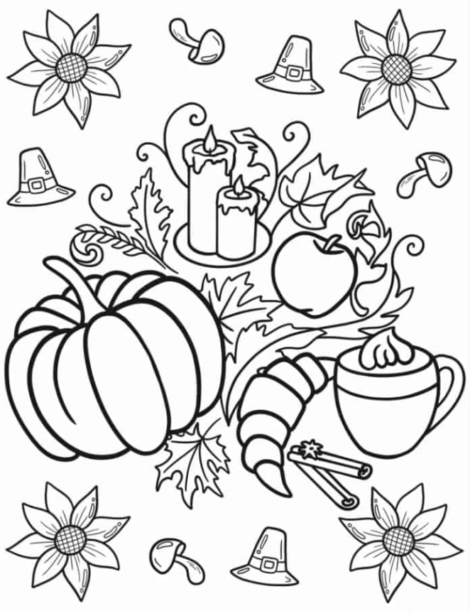 Assorted Thanksgiving Elements Coloring