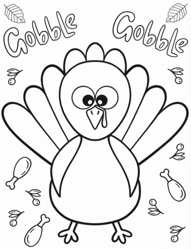 Chibi Thanksgiving Turkey Coloring In For