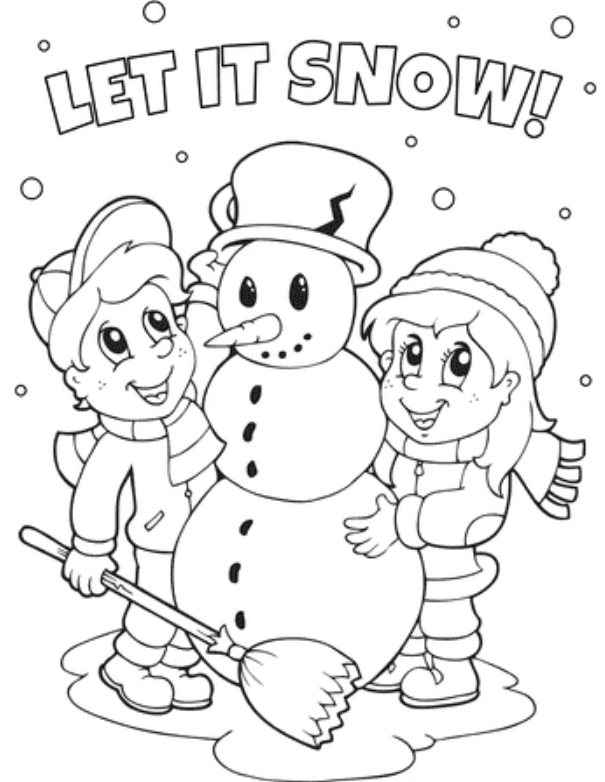 Children With Snowman Coloring