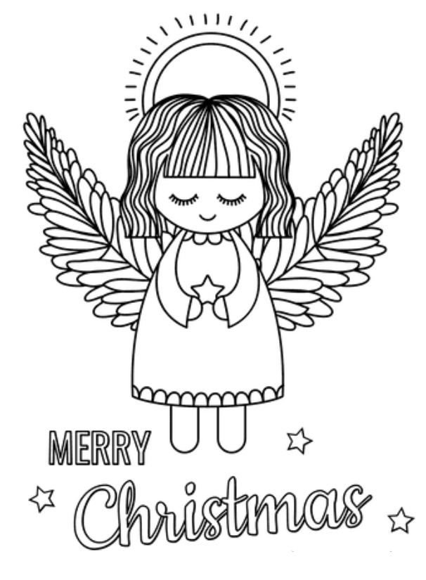 Christmas Angel Coloring Page For