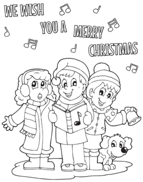 Christmas Carolers Coloring Page For