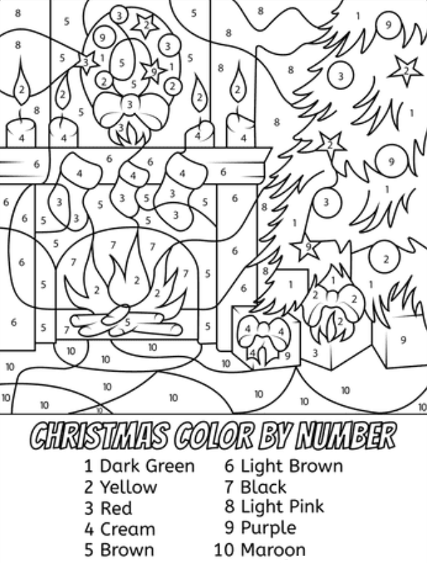 Christmas Eve Color By Number Sheet For