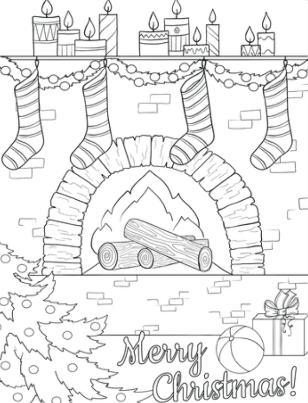 Christmas Fireside Coloring