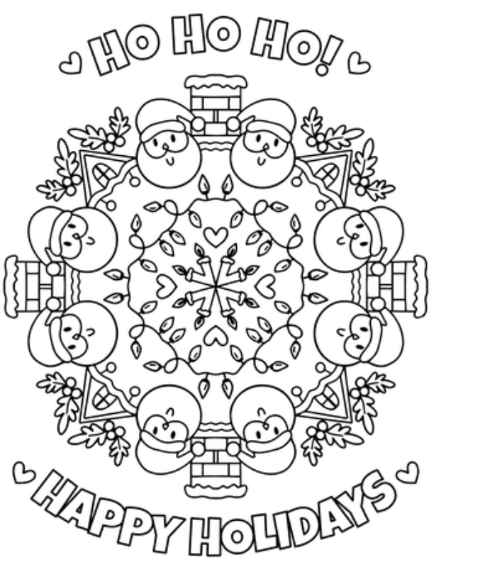 Christmas Mandala Coloring Page For