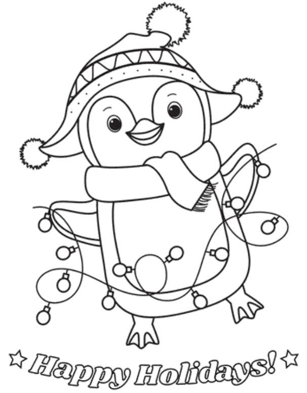 Christmas Penguin Coloring