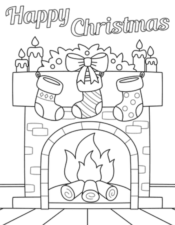 Christmas Stockings Coloring Sheet For