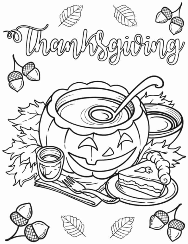 Coloring Page Of Punch In Jack O Lantern With Pumpkin Pie