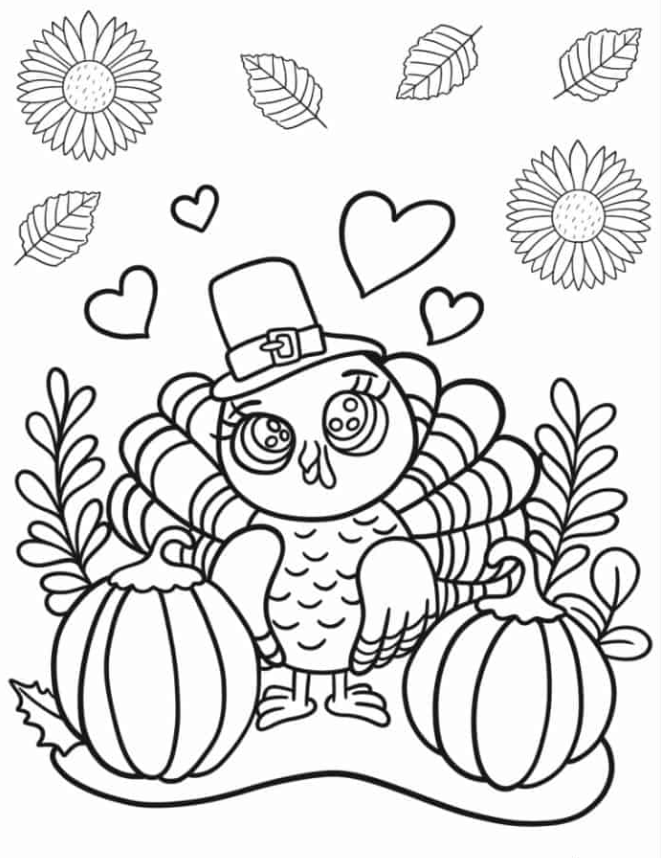 Cute Cartoon Thanksgiving Turkey With