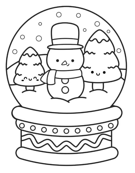 Cute Snow Globe Coloring