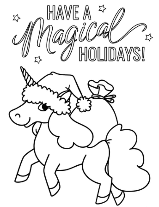 Cute Unicorn With Santa Hat To