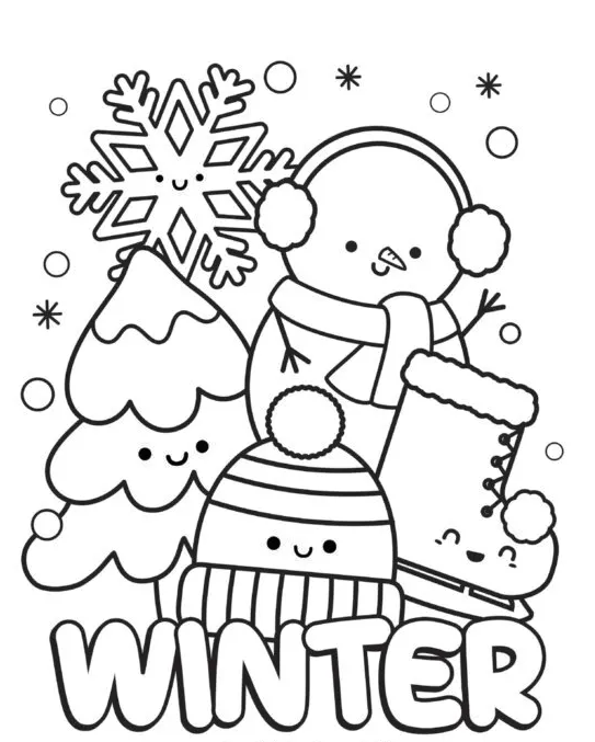 Cute Winter Friends Coloring