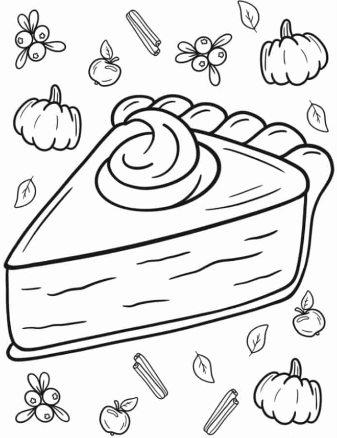 Detailed Outline Of Pumpkin Pie Slice Coloring