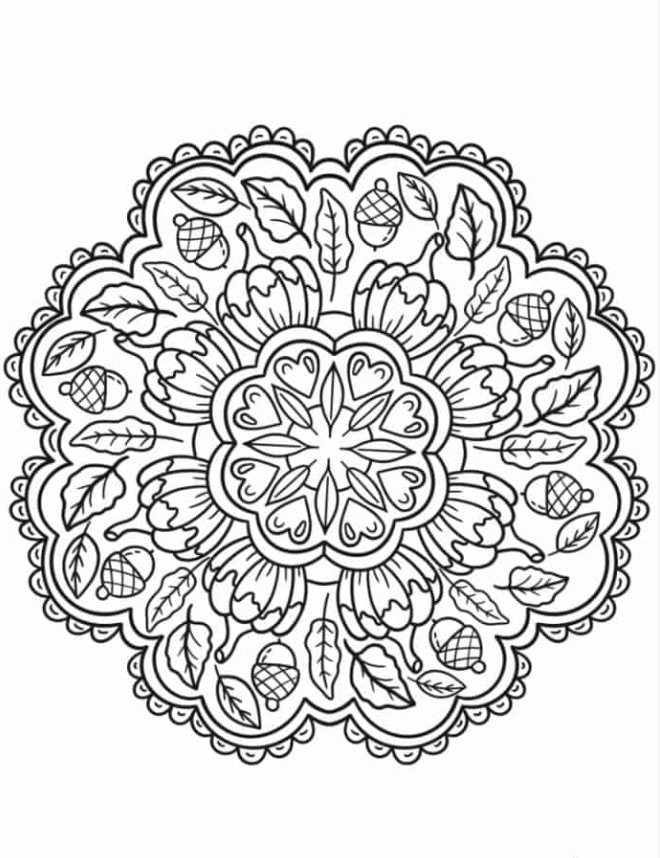 Easy Thanksgiving Mandala Coloring In For