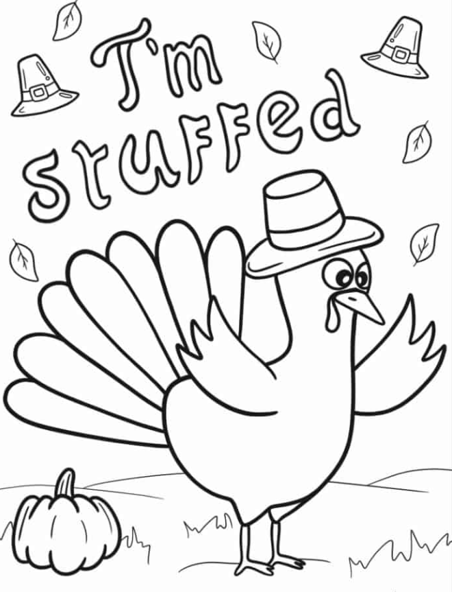 Easy Thanksgiving Turkey Outline Coloring In For