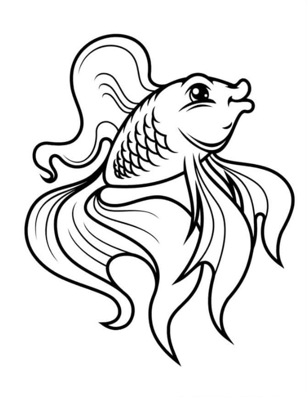 Easy To Color For Kids Goldfish Coloring