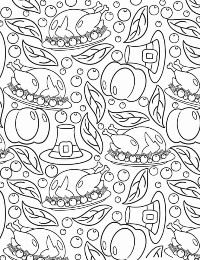 Full Page Coloring Sheet Of Thanksgiving