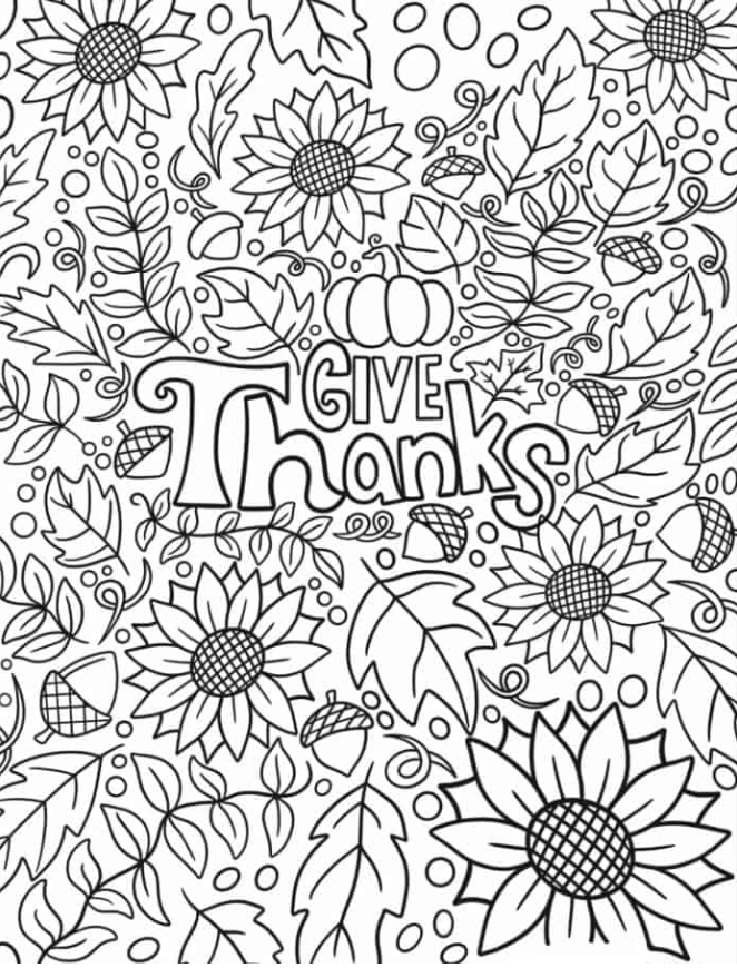 Give Thanks With Fall Elements Coloring