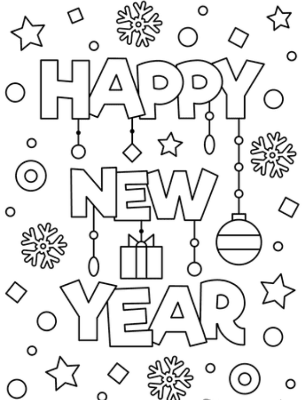 Happy New Year Coloring Page For