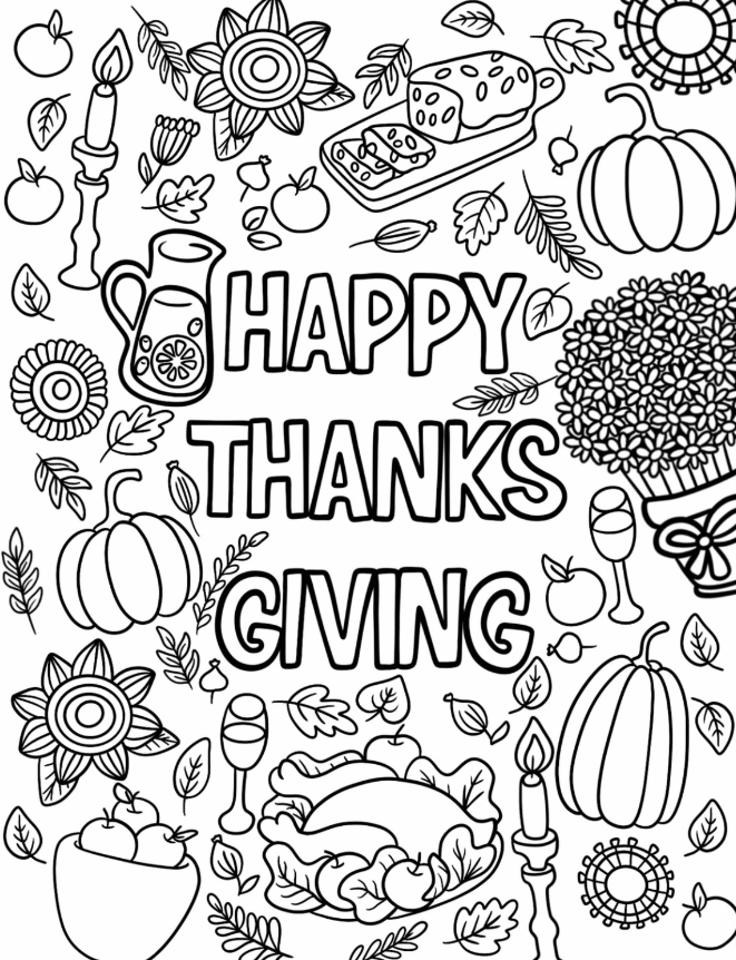 Happy Thanksgiving Greeting Coloring