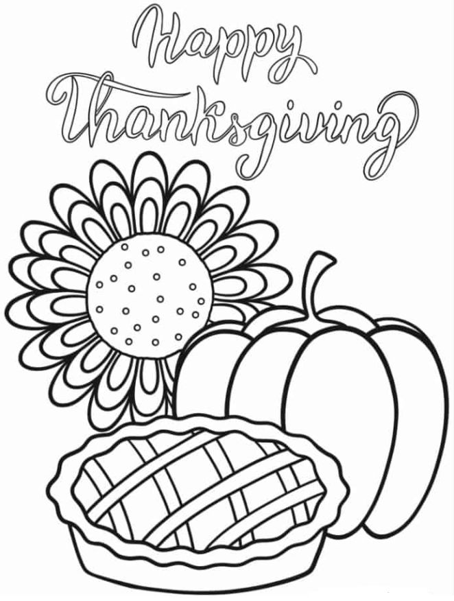 Happy Thanksgiving Pumpkin Pie Coloring