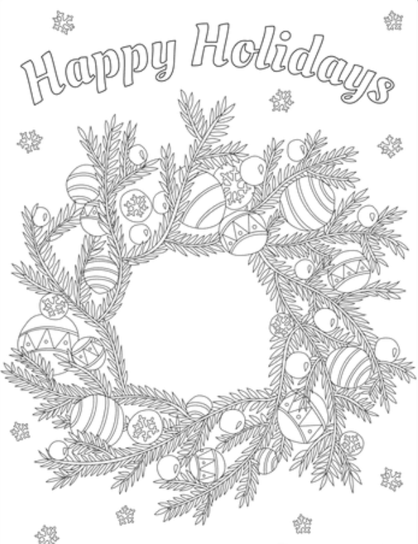 Holiday Wreath Coloring