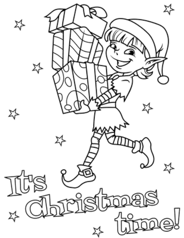 It's Christmas Time Elf Coloring