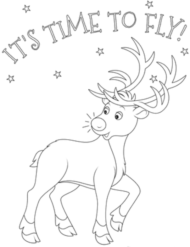 It's Time To Fly Reindeer Coloring