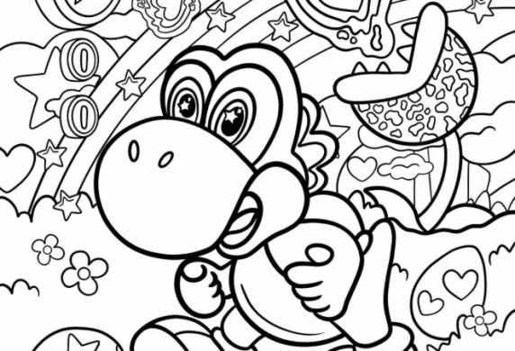 Lisa Frank Yoshi Running Coloring Page