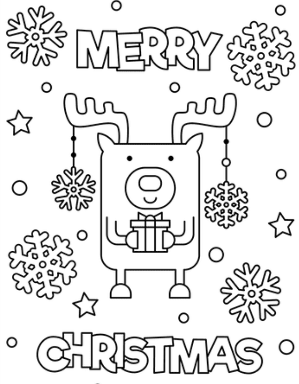 Merry Christmas Cute Reindeer Coloring