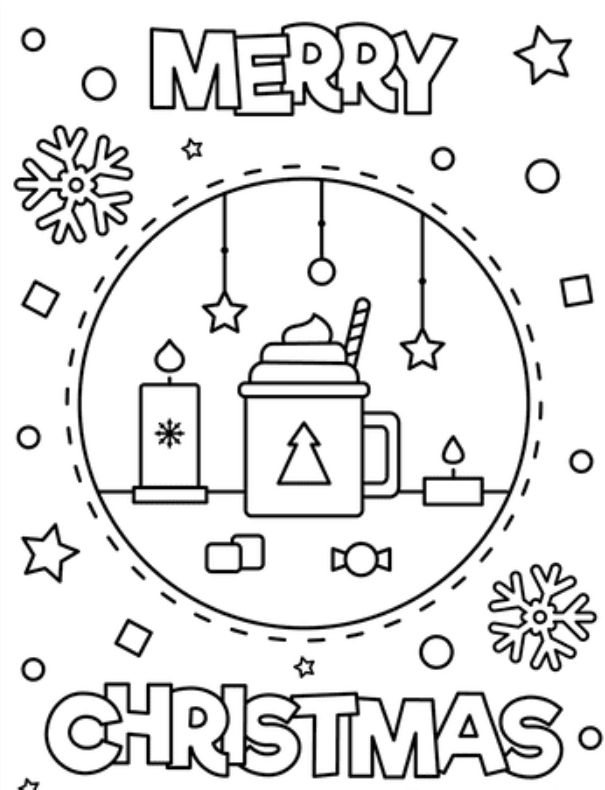 Merry Christmas Hot Cocoa Coloring