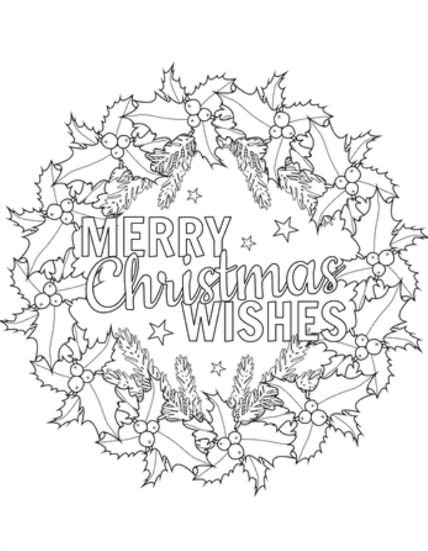 Merry Christmas Wreath Coloring