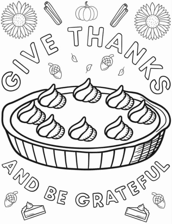 Outline Of Thanksgiving Pie Coloring