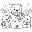 Polar Bear Family In Winter Coloring Page