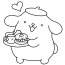 Pompompurin Serving Coffee And Burger Coloring Sheet