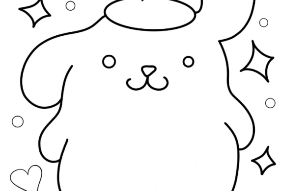 Pompompurin With Ear Up Coloring Page For Preschoolers