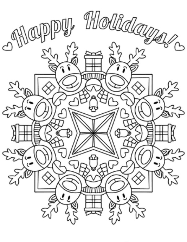 Reindeer Mandala Coloring Page For