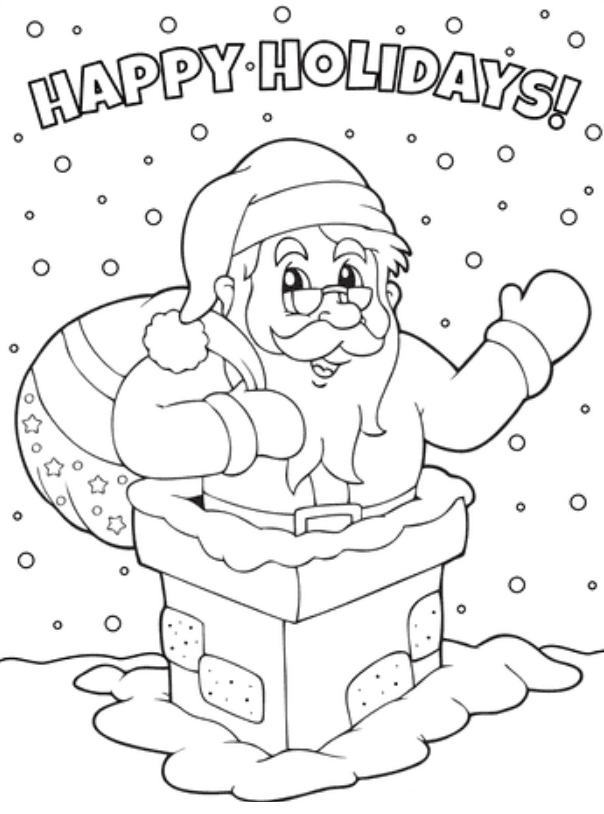 Santa In Chimney Coloring