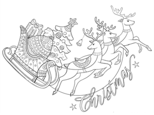 Santa's Sleigh With Flying Reindeer To