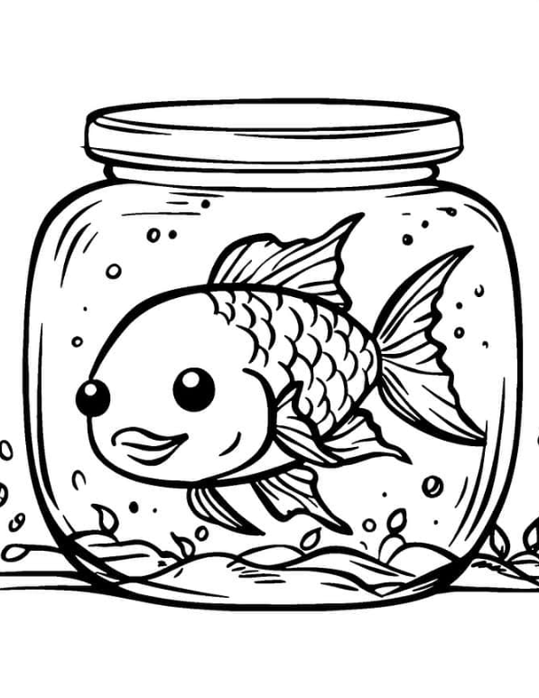 Scaly Goldfish Swimming In A Glass