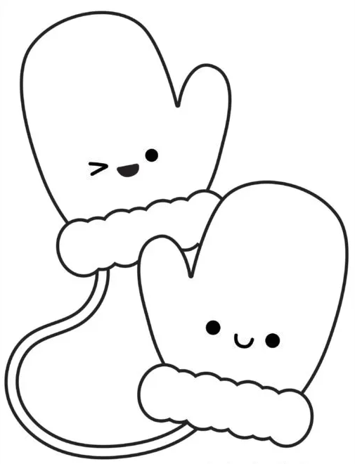 Simple And Cute Mittens Coloring Page