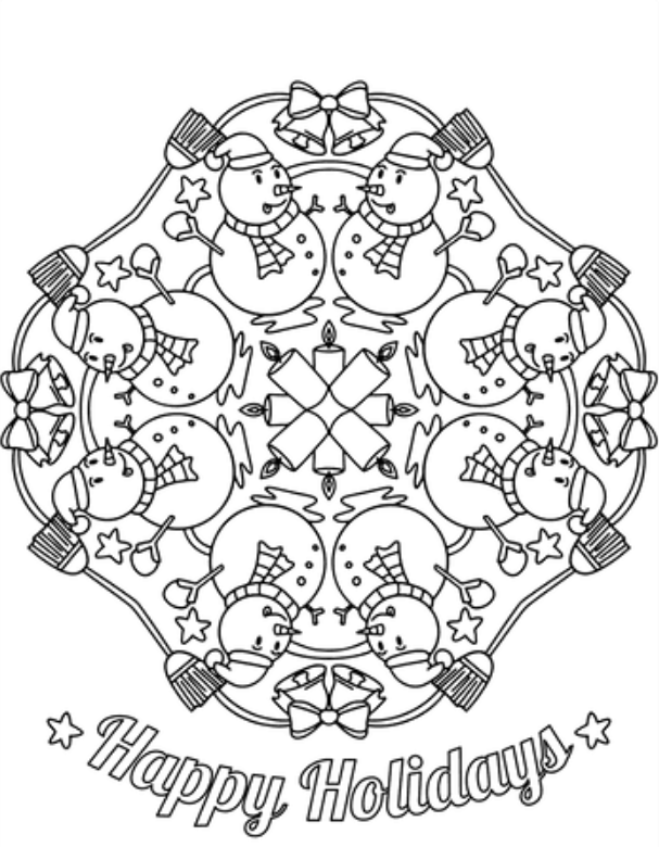 Snowman Mandala Coloring