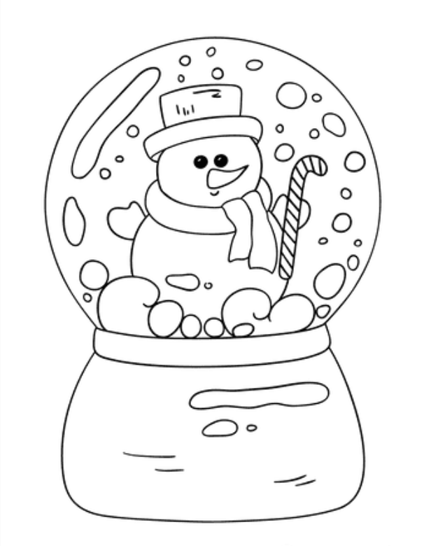 Snowman Snowglobe Coloring