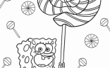 SpongeBob Holding Lollipop To Color