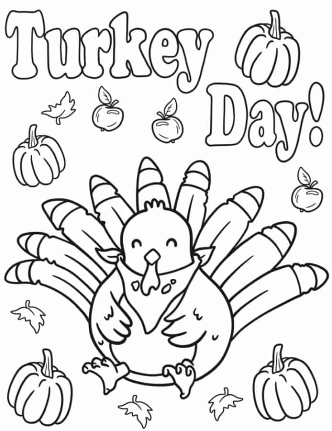 Stuffed Thanksgiving Turkey With Bib Coloring