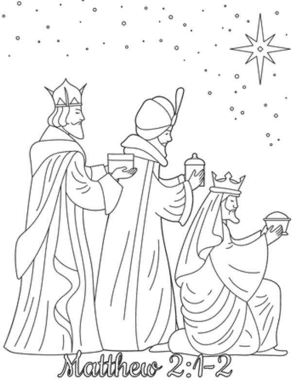 Three Kings With Gifts Coloring