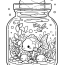 Three Goldfish In A Jar Full Of Plants